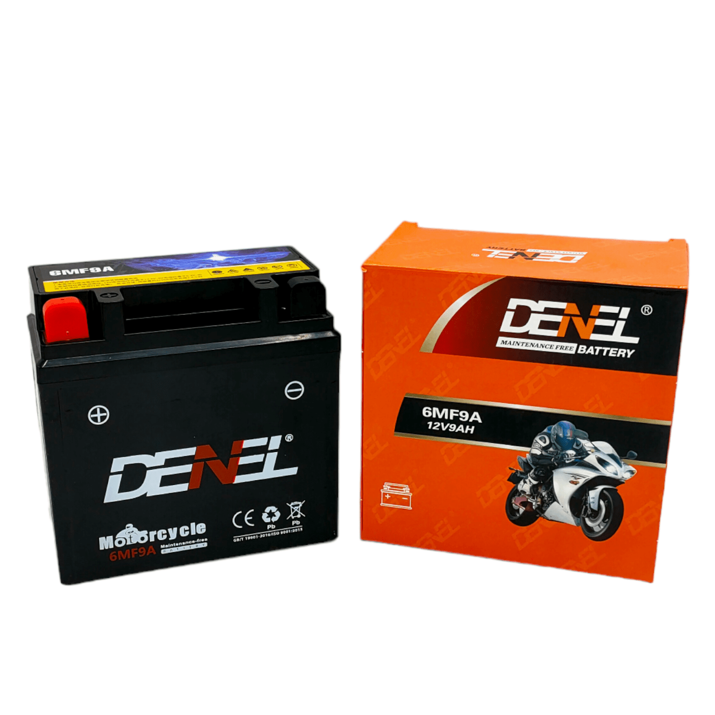 DENEL - MOTORCYCLE DRY BATTERY 6MF9A  9AH/12V FOR SUZUKI GR150, SUZUKI GS150, GS150SE, SUPER BIKES, HEAVY BIKE